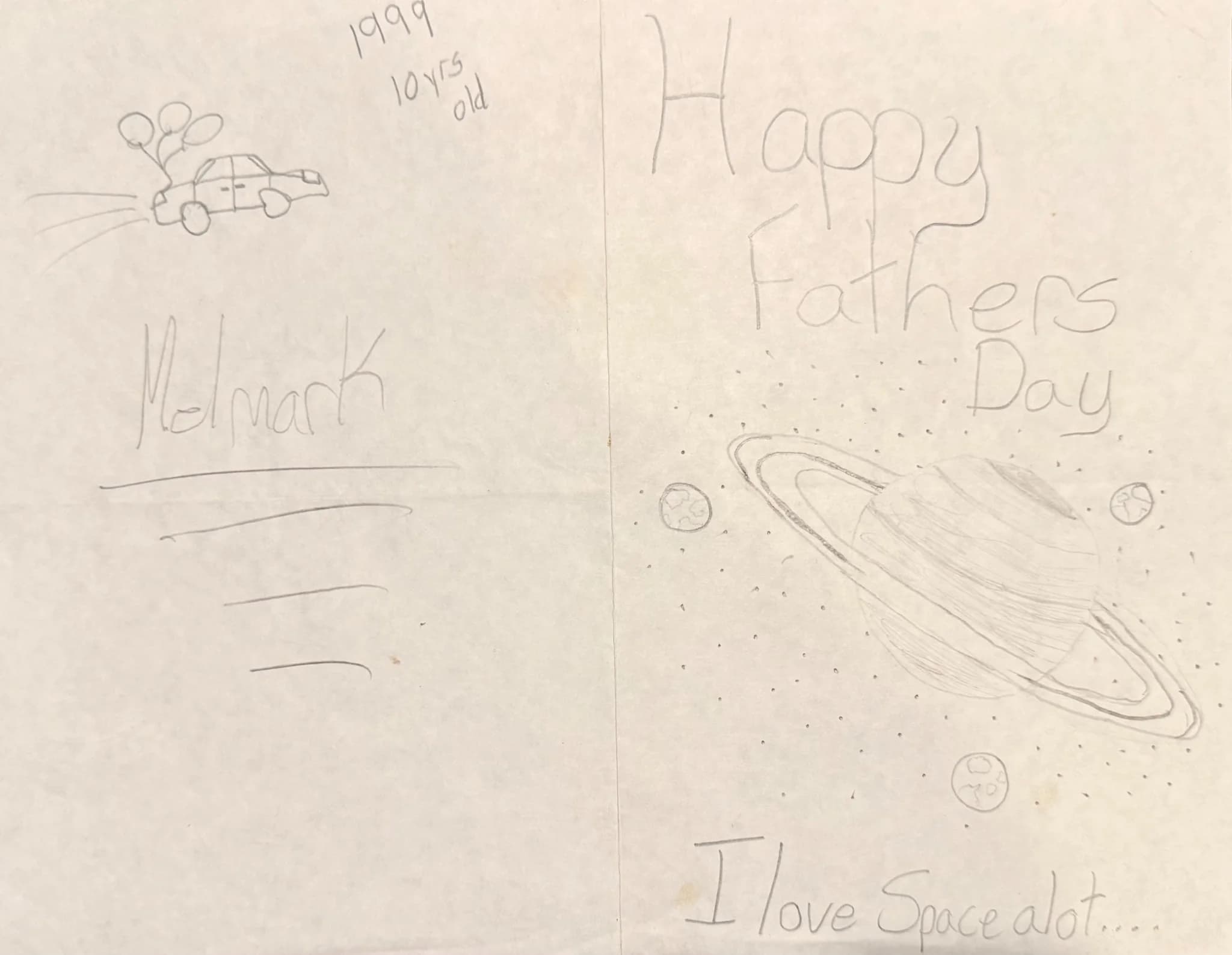A handmade greeting card from Mel's childhood