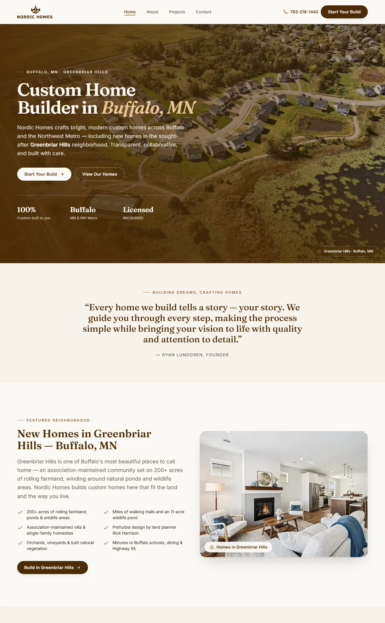 Custom home builder website for Buffalo, Minnesota